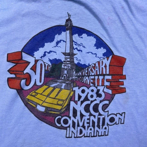1983 NCCC Corvette Convention Indiana‎ Mens Light Blue T Shirt Large - Picture 3 of 14